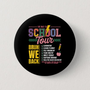 Retro Lightning Bolt Abcd Back To School Tour Teac 6 Cm Round Badge