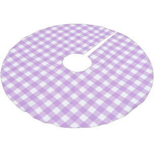 Retro Lilac Gingham Plaid Checks Chequered Brushed Polyester Tree Skirt