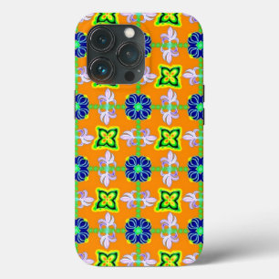 Retro lily and Daisies on yellow iPhone 13 Pro Case