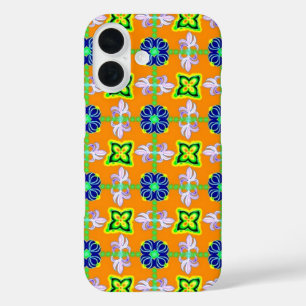 Retro lily and Daisies on yellow iPhone 16 Case