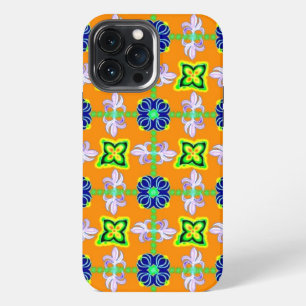 Retro lily and Daisies on yellow iPhone 13 Pro Max Case