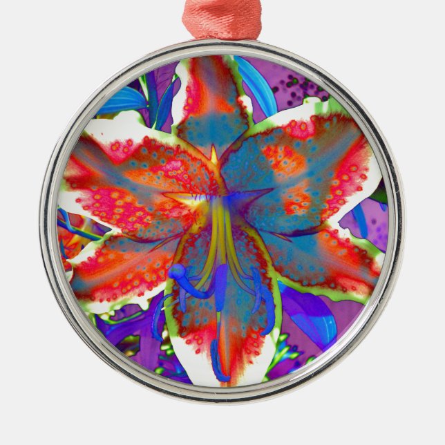 Retro Lily Metal Tree Decoration (Front)