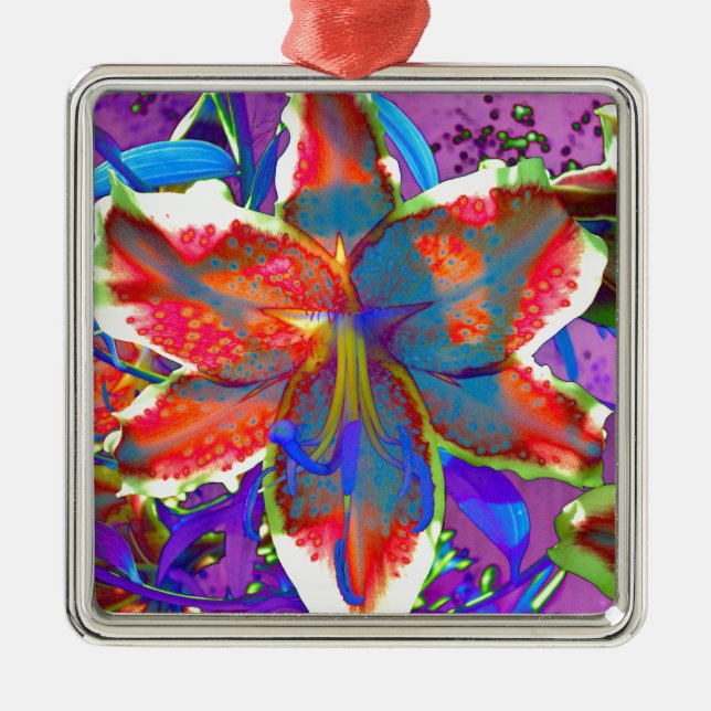 Retro Lily Metal Tree Decoration (Front)