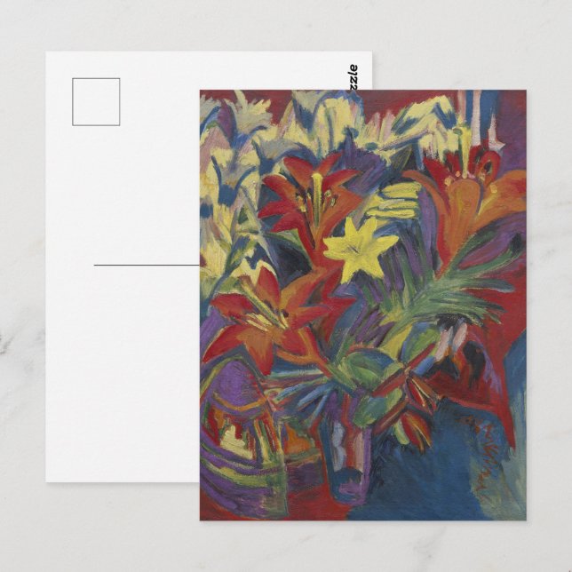 Retro Lily Tapestry Postcard (Front/Back)