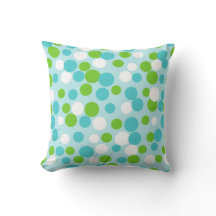 Retro Lime Aqua Dots Summer Throw Pillow