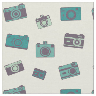 Retro lime cameras fabric