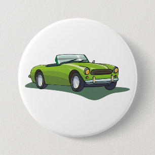 Retro Lime Green Convertible Sports Car 7.5 Cm Round Badge