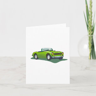 Retro Lime Green Convertible Sports Car Card