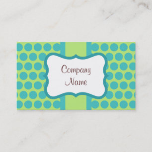 Retro Lime Turquoise Dots Custom Business Cards
