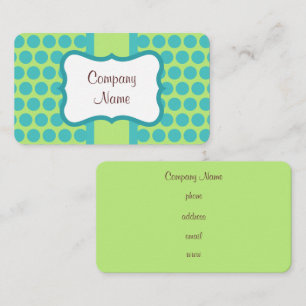 Retro Lime Turquoise Dots Custom Business Cards