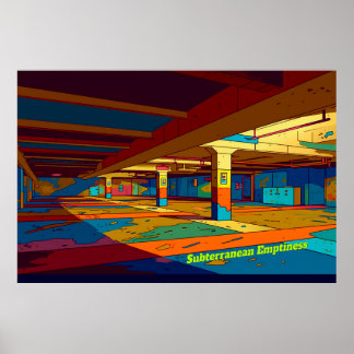 Retro Liminal Space Concept Digital Art Poster