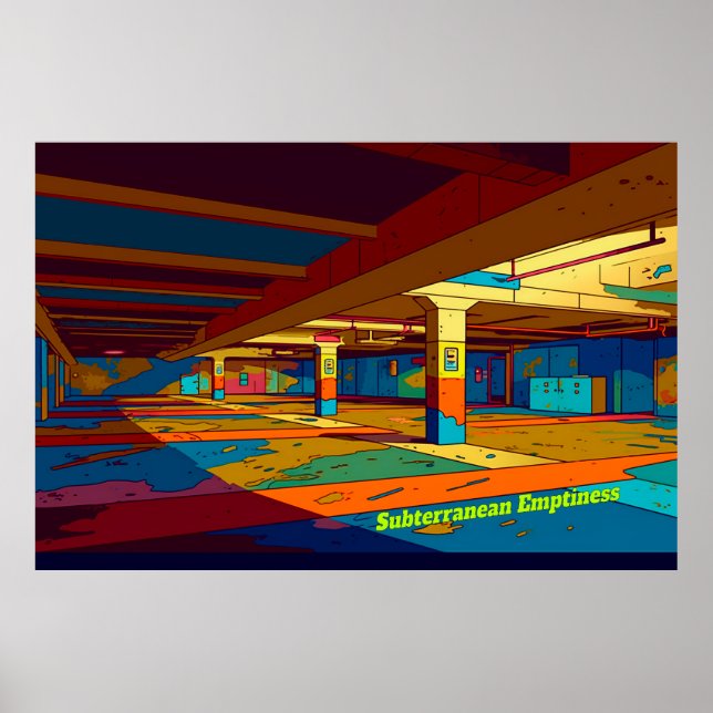 Retro Liminal Space Concept Digital Art Poster (Front)