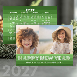 Retro Line - 2 Photo - 70s Vibe 2027 Calendar Holiday Card