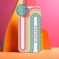Retro Line Arch Pastel Rainbow Colours Script Name