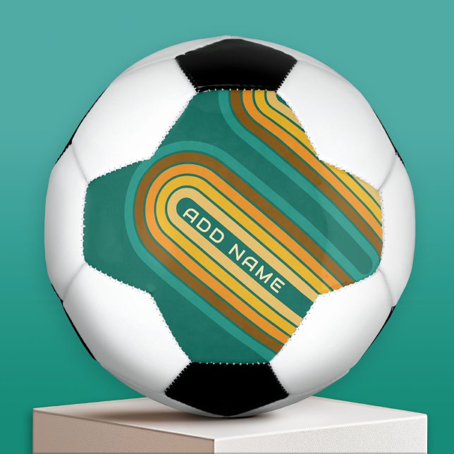 Retro Line Arch with Earthy Colours - Custom Name Football (Custom Soccer Ball)