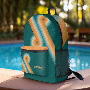 Retro Line Art Sunset Southwest Colours Circle Printed Backpack