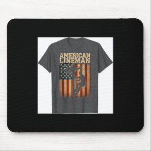 Retro Lineman American Flag Electric Cable Mouse Mat