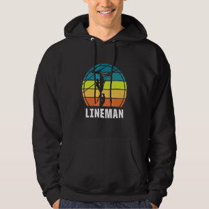 Retro Lineman Vintage Lineworker Electrician Engin Hoodie