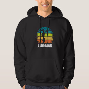 Retro Lineman Vintage Lineworker Electrician Engin Hoodie