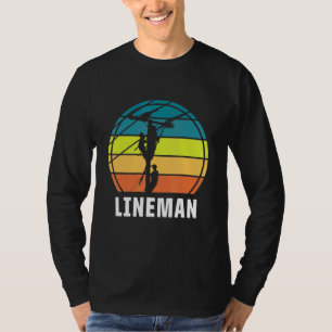 Retro Lineman Vintage Lineworker Electrician Engin T-Shirt