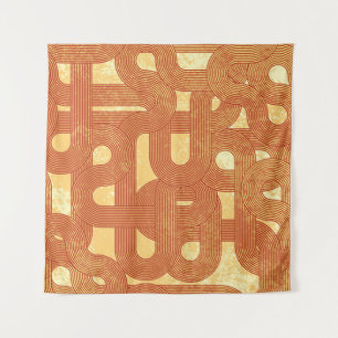 Retro lines. Abstract hand drawn grunge illustrati Tapestry