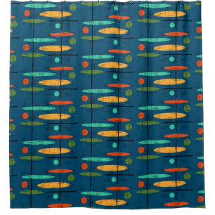Retro Lines & Ovals Shower Curtain