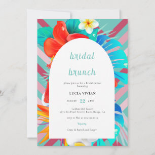 Retro Lines Tropical Magenta Fuchsia Bridal Shower Invitation