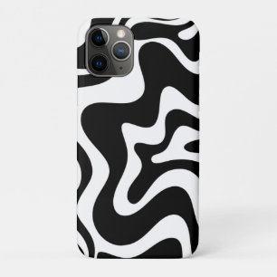 Retro Liquid Swirl Abstract Pattern Black & White iPhone 11 Pro Case