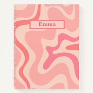 Retro Liquid Swirl Abstract Pattern Blush Pink Notebook