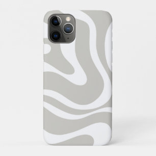 Retro Liquid Swirl Abstract Pattern Grey White iPhone 11 Pro Case