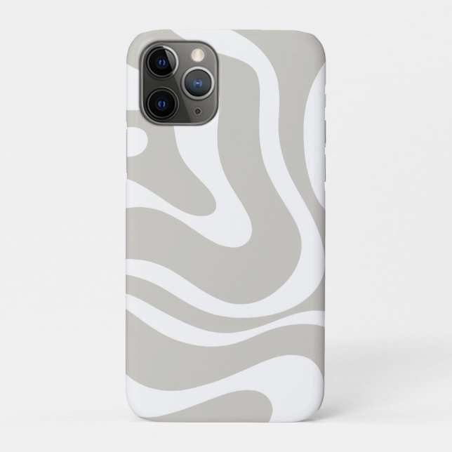 Retro Liquid Swirl Abstract Pattern Grey White Case-Mate iPhone Case (Back)
