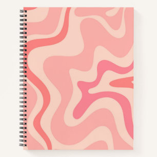 Retro Liquid Swirl Abstract Pattern in Blush Pink  Notebook