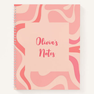 Retro Liquid Swirl Abstract Pattern in Blush Pink  Notebook