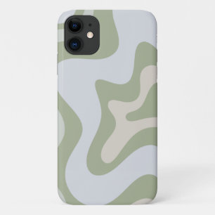 Retro Liquid Swirl Abstract Pattern in Sage Green iPhone 11 Case