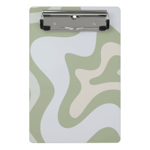 Retro Liquid Swirl Abstract Pattern in Sage Green Mini Clipboard