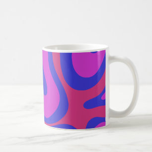Retro Liquid Swirl Abstract Pattern Magenta Blue Coffee Mug