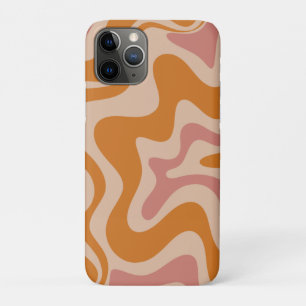 Retro Liquid Swirl Abstract Pattern Orange Pink iPhone 11 Pro Case