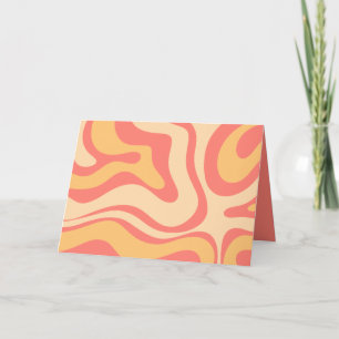 Retro Liquid Swirl Abstract Pattern Pink Yellow Card