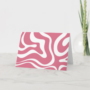 Retro Liquid Swirl Abstract Pattern Thulian Pink Card