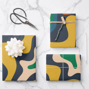 Retro Liquid Swirl Abstract Pattern  Wrapping Paper Sheet