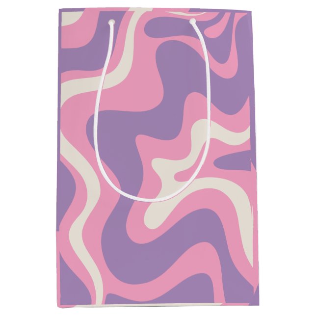 Retro Liquid Swirl Groovy Abstract Purple Pink Medium Gift Bag (Front)