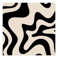 Retro Liquid Swirl Modern Abstract Pattern Black