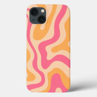 Retro Liquid Swirl Orange Pink And Cream