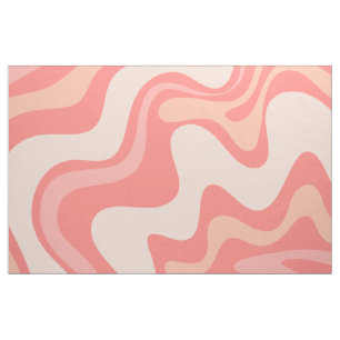 Retro Liquid Swirl Pastel Pink Abstract Pattern Fabric