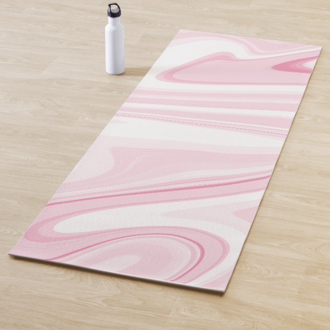 Retro Liquid Swirl Pink Painting Aesthetic Yoga Mat (In Situ)