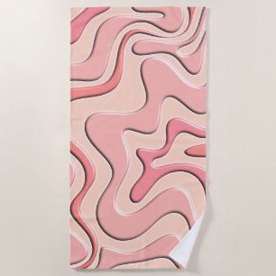 Retro Liquid Swirl Plastic Abstract Pattern Pink Beach Towel