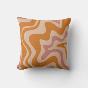 Retro Liquid Swirl Trippy Orange & Thulian Pattern Cushion