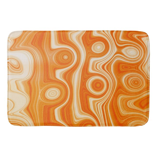 Retro Liquid Swirl with Orange Colour Stylish Art  Bath Mat (Front)
