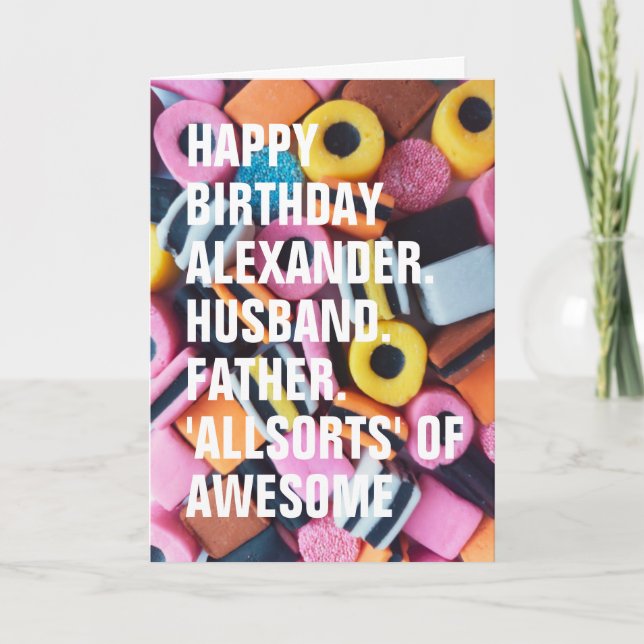  Retro Liquorice Allsorts Custom Text Birthday  Card (Front)