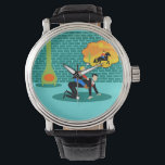 Retro Little Cowboy Watch<br><div class="desc">Yeehaw! You'll be ready to ride off into the sunset with this Retro Little Cowboy Watch. This whimsical design features a vibrant, 1960's style, minimalist, cartoon drawing of a father and his young son having rip-roaring, good time. The scene takes place in their mid century modern living room, which has...</div>